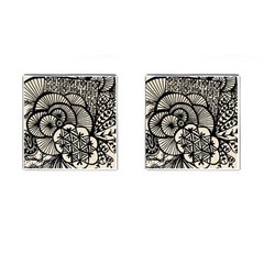 Background Abstract Beige Black Cufflinks (square) by Celenk
