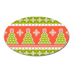 Christmas Tree Ugly Sweater Pattern Oval Magnet by allthingseveryone