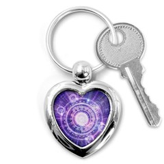Blue Fractal Alchemy Hud For Bending Hyperspace Key Chains (heart)  by jayaprime