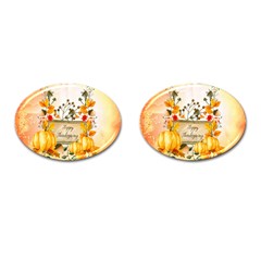 Happy Thanksgiving With Pumpkin Cufflinks (oval) by FantasyWorld7