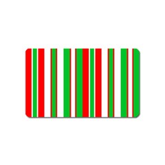 Christmas Holiday Stripes Red Magnet (name Card) by Celenk