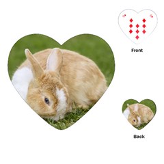 Beautiful Blue Eyed Bunny On Green Grass Playing Cards (heart)  by Ucco