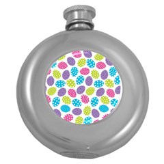 Polka Dot Easter Eggs Round Hip Flask (5 Oz) by allthingseveryone