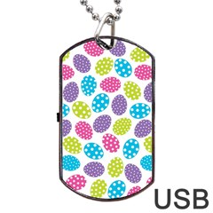 Polka Dot Easter Eggs Dog Tag Usb Flash (one Side) by allthingseveryone