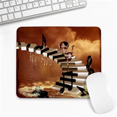 Cute Little Girl Dancing On A Piano Large Mousepads by FantasyWorld7