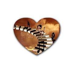 Cute Little Girl Dancing On A Piano Heart Coaster (4 Pack)  by FantasyWorld7
