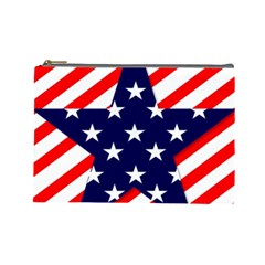 Patriotic Usa Stars Stripes Red Cosmetic Bag (large)  by Celenk
