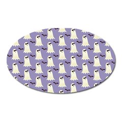 Bat And Ghost Halloween Lilac Paper Pattern Oval Magnet by Celenk