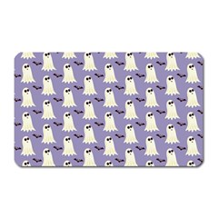 Bat And Ghost Halloween Lilac Paper Pattern Magnet (rectangular) by Celenk