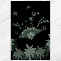 Surfboard With Dolphin, Flowers, Palm And Turtle Canvas 24  X 36  by FantasyWorld7