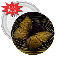 Butterfly Insect Wave Concentric 3  Buttons (100 Pack)  by Celenk