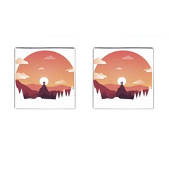 Design Art Hill Hut Landscape Cufflinks (square) by Celenk
