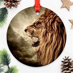 Roaring Lion Round Ornament (two Sides) by Celenk
