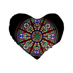 Church Window Window Rosette Standard 16  Premium Flano Heart Shape Cushions by BangZart