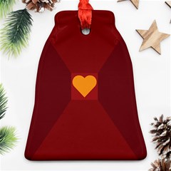 Heart Red Yellow Love Card Design Bell Ornament (two Sides) by BangZart
