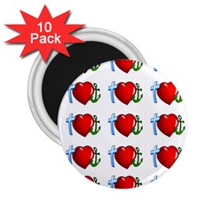 Cross Heart Anchor Love Hope 2 25  Magnets (10 Pack)  by Celenk