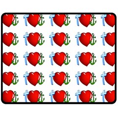 Cross Heart Anchor Love Hope Double Sided Fleece Blanket (medium)  by Celenk