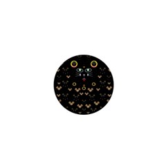 Merry Black Cat In The Night And A Mouse Involved Pop Art 1  Mini Buttons by pepitasart