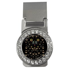 Merry Black Cat In The Night And A Mouse Involved Pop Art Money Clips (cz)  by pepitasart