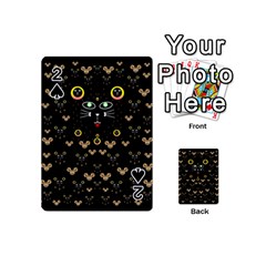 Merry Black Cat In The Night And A Mouse Involved Pop Art Playing Cards 54 (mini)  by pepitasart