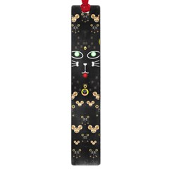 Merry Black Cat In The Night And A Mouse Involved Pop Art Large Book Marks by pepitasart