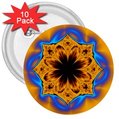 Digital Art Fractal Artwork Flower 3  Buttons (10 Pack)  by Celenk
