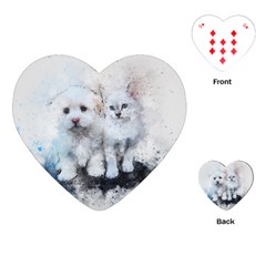 Cat Dog Cute Art Abstract Playing Cards (heart)  by Celenk