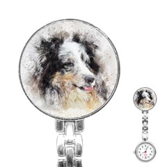 Dog Shetland Pet Art Abstract Stainless Steel Nurses Watch by Celenk