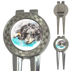 Dog Animal Art Abstract Watercolor 3-in-1 Golf Divots by Celenk