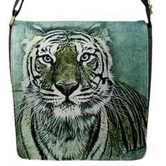 Tiger Cat Art Abstract Vintage Flap Messenger Bag (s) by Celenk
