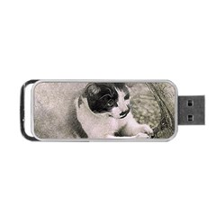 Cat Pet Art Abstract Vintage Portable Usb Flash (one Side) by Celenk