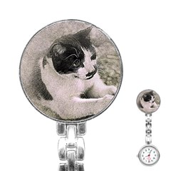 Cat Pet Art Abstract Vintage Stainless Steel Nurses Watch by Celenk