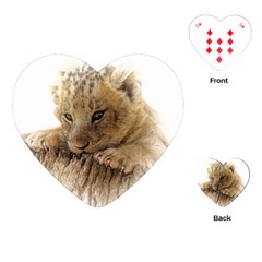 Lion Cub Close Cute Eyes Lookout Playing Cards (heart)  by Celenk