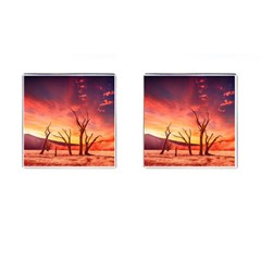 Desert Arid Dry Drought Landscape Cufflinks (square) by Celenk