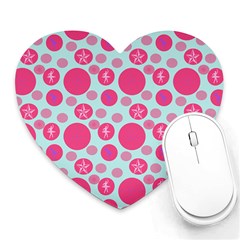 Blue Retro Dots Heart Mousepads by snowwhitegirl