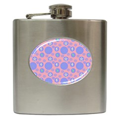 Pink Retro Dots Hip Flask (6 Oz) by snowwhitegirl