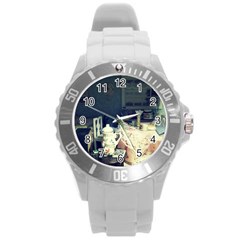 Abandonded Dollhouse Round Plastic Sport Watch (l) by snowwhitegirl