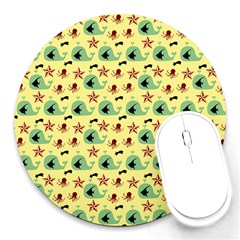 Yellow Sea Whales Round Mousepads by snowwhitegirl