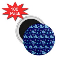 Blue Sea Whales 1 75  Magnets (100 Pack)  by snowwhitegirl