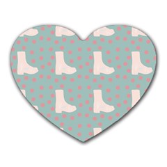 Deer Boots Blue White Heart Mousepads by snowwhitegirl