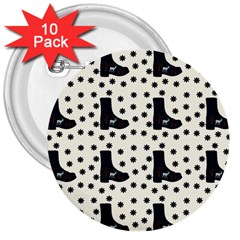 Deer Boots White Black 3  Buttons (10 Pack)  by snowwhitegirl