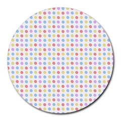 Blue Pink Yellow Eggs On White Round Mousepads by snowwhitegirl