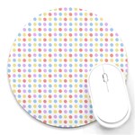 Blue Pink Yellow Eggs On White Round Mousepads Front