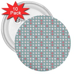 Pink Peach Grey Eggs On Teal 3  Buttons (10 Pack)  by snowwhitegirl