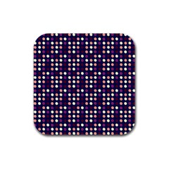 Peach Purple Eggs On Navy Blue Rubber Square Coaster (4 Pack)  by snowwhitegirl