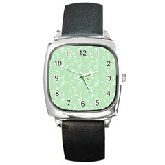Mint Green White Music Square Metal Watch by snowwhitegirl