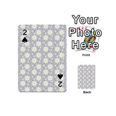 Daisy Dots Grey Playing Cards 54 (mini)  by snowwhitegirl