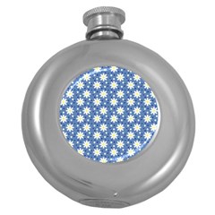 Daisy Dots Blue Round Hip Flask (5 Oz) by snowwhitegirl