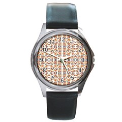 Multicolored Geometric Pattern  Round Metal Watch by dflcprints