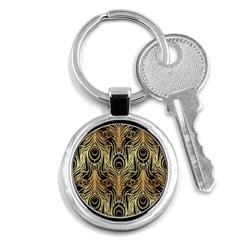 Gold, Black,peacock Pattern,art Nouveau,vintage,belle Epoque,chic,elegant,peacock Feather,beautiful Key Chains (round)  by NouveauDesign